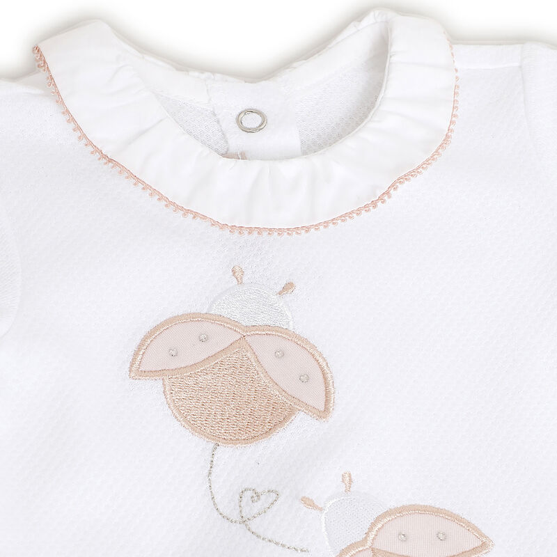 Girls White Applique Leg Opening Babysuit image number 2
